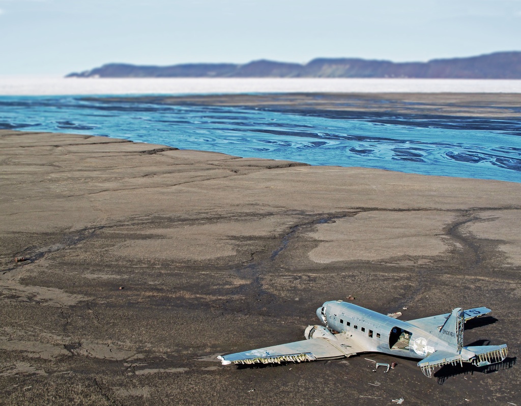 Arctic crash site of a 1949 Douglas C-47 near Isachsen Station