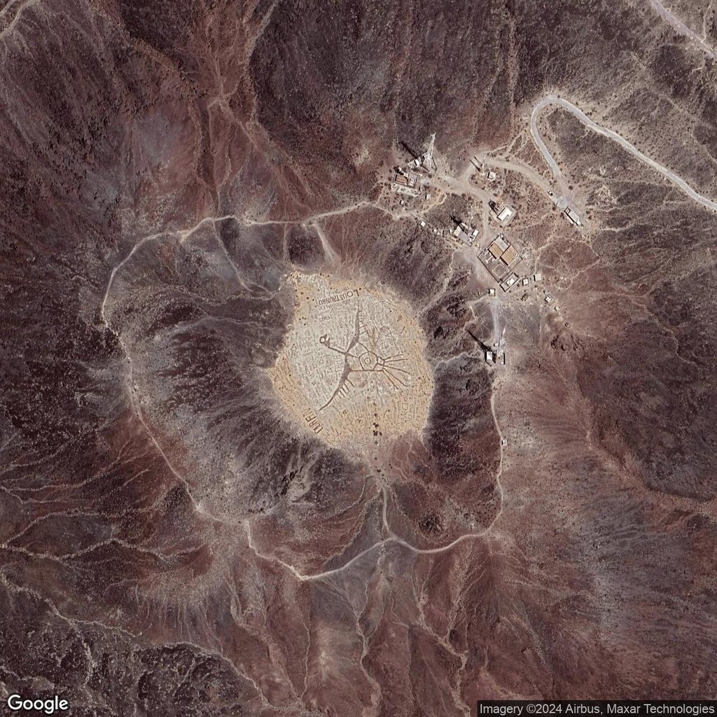 200-meter-long sacred vulture geoglyph at Cerro Prieto Volcano